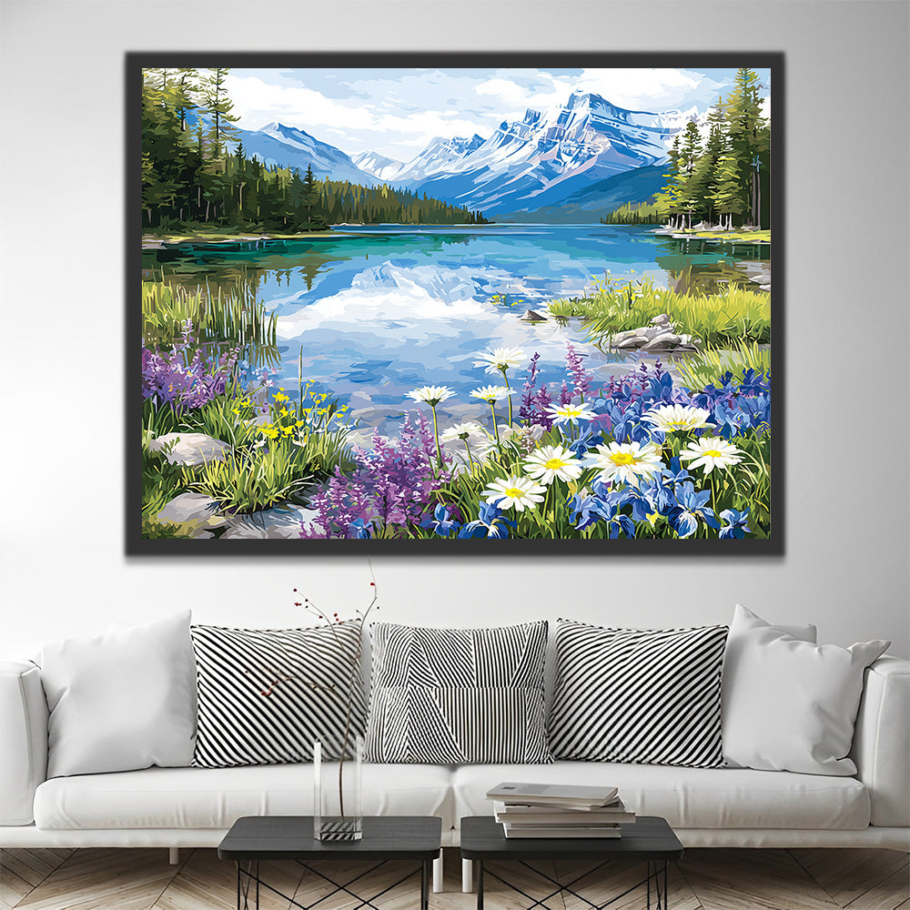 Clear Mountain Lake Paint by Numbers