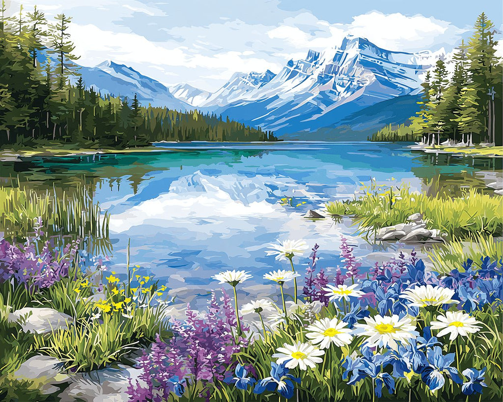 Clear Mountain Lake Paint by Numbers