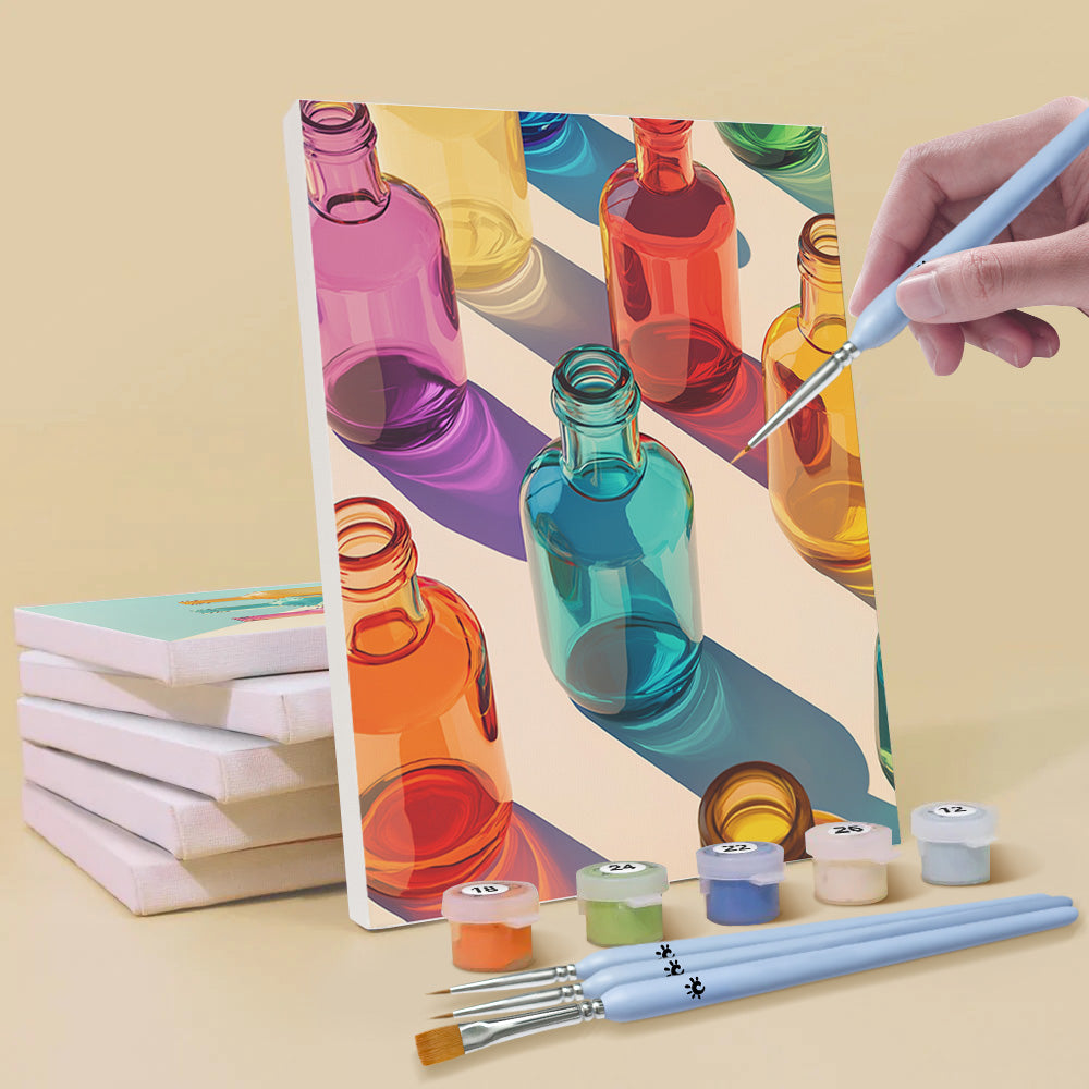 Colored Glass Bottles 6 Pieces Mini Paint by Numbers