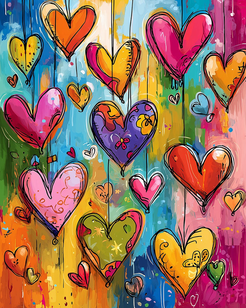 Colored Hearts Paint by Numbers