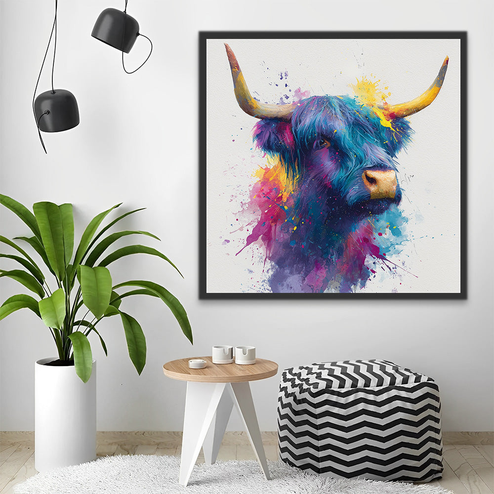 Colored Highland Bull Head Paint by Numbers