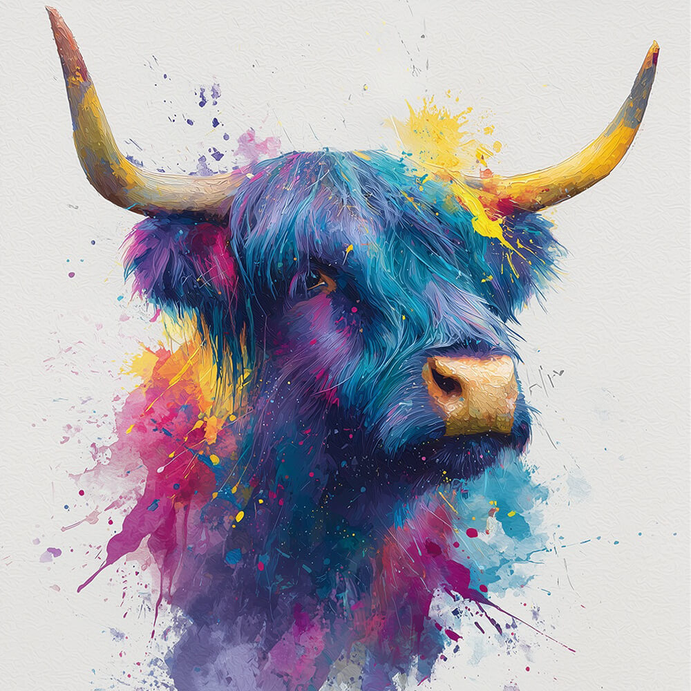 Colored Highland Bull Head Paint by Numbers