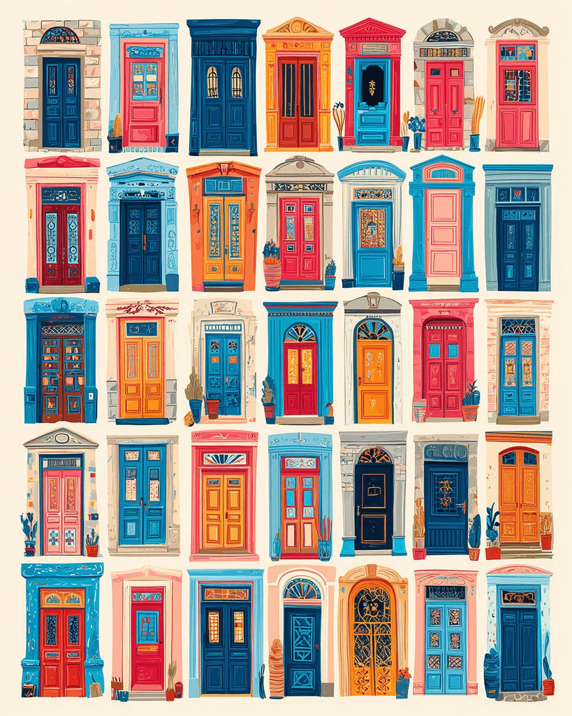 Colorful and Gorgeous European Style Doors Paint by Numbers