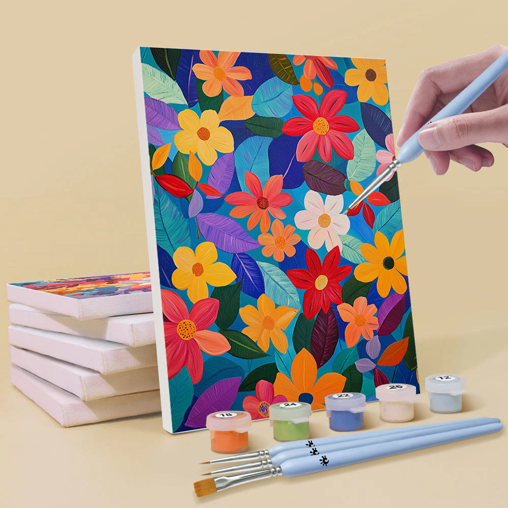 Colorful Autumn Leaves and Flowers 6 Pieces Mini Paint by Numbers