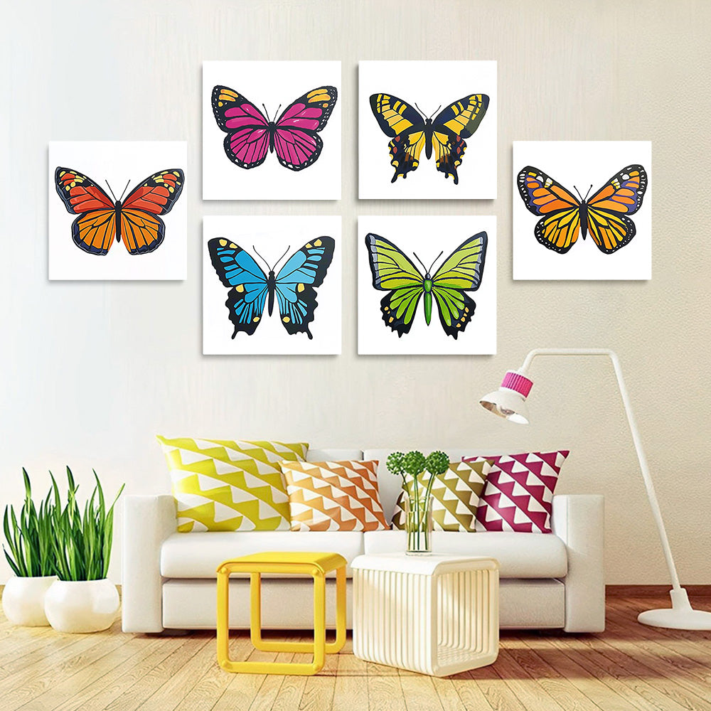 Colorful Butterflies 6 Pieces Mini Paint by Numbers