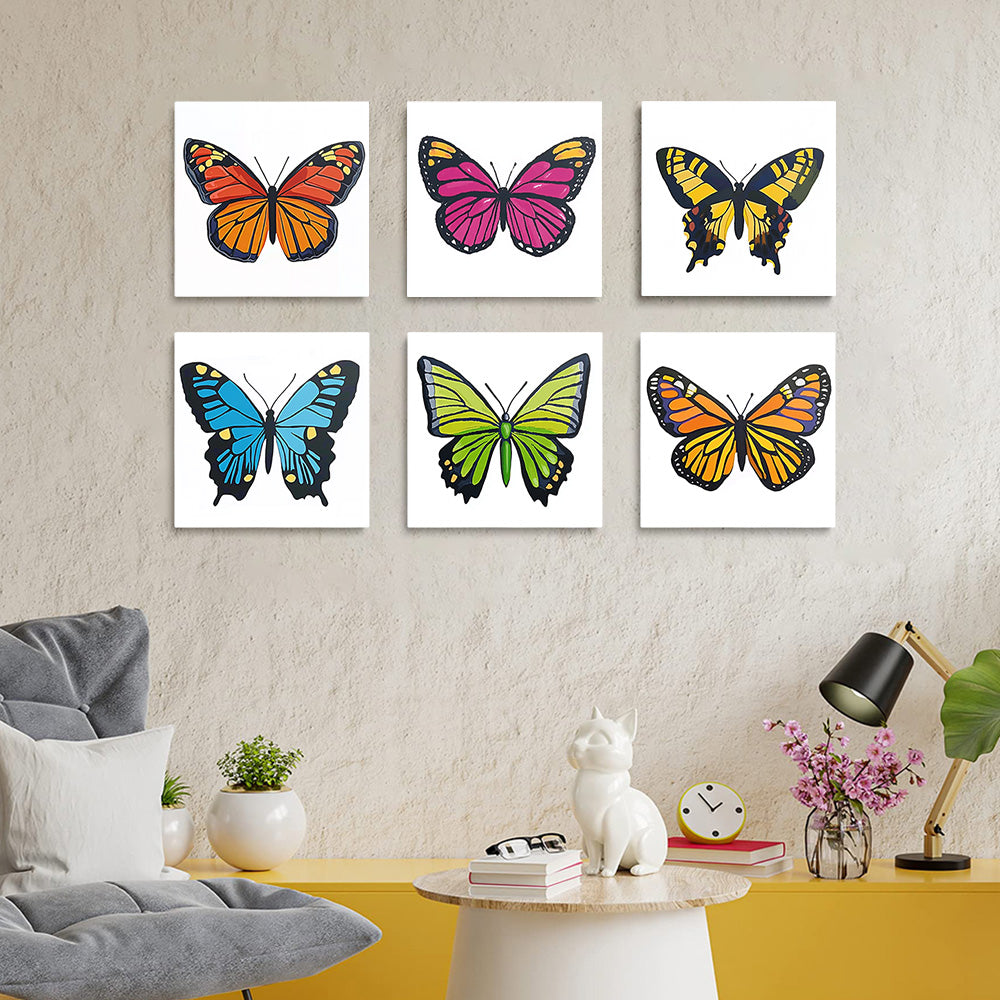 Colorful Butterflies 6 Pieces Mini Paint by Numbers