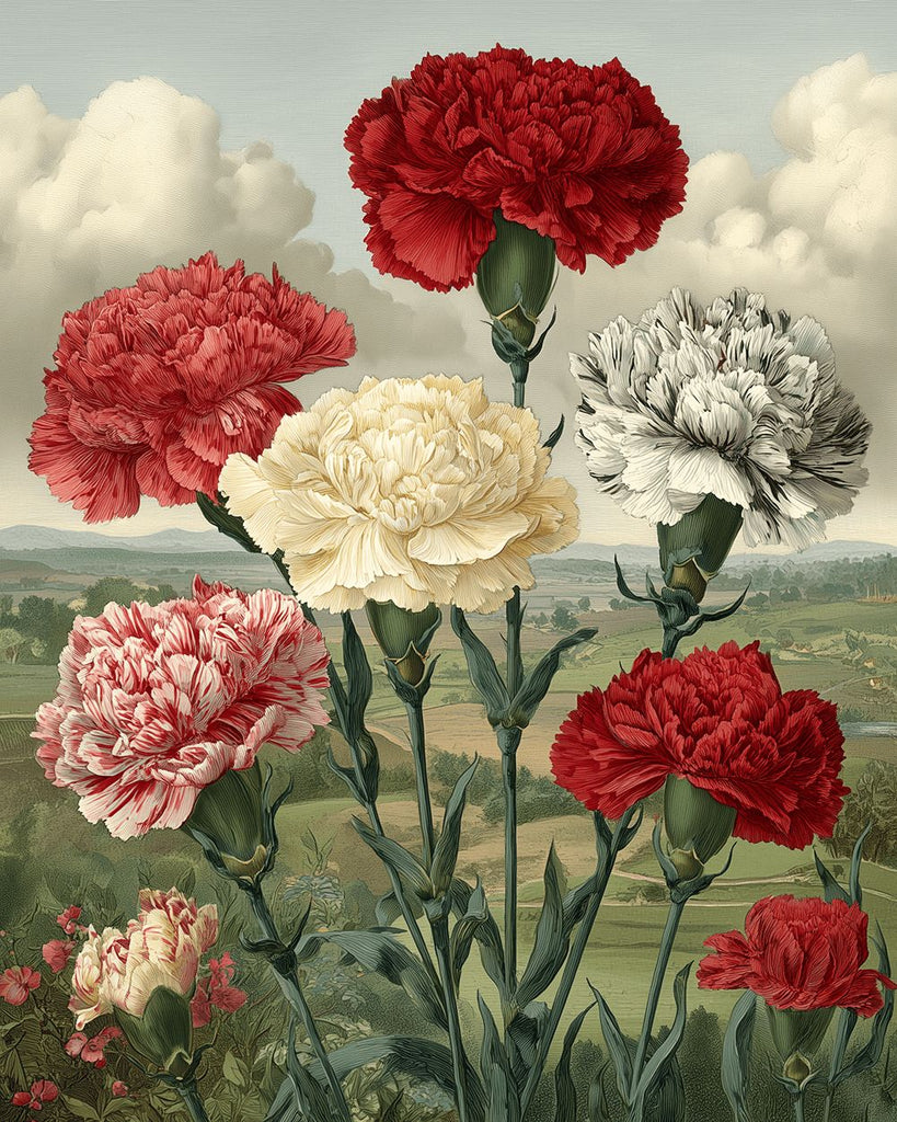 Colorful Carnations in the Wild Paint by Numbers