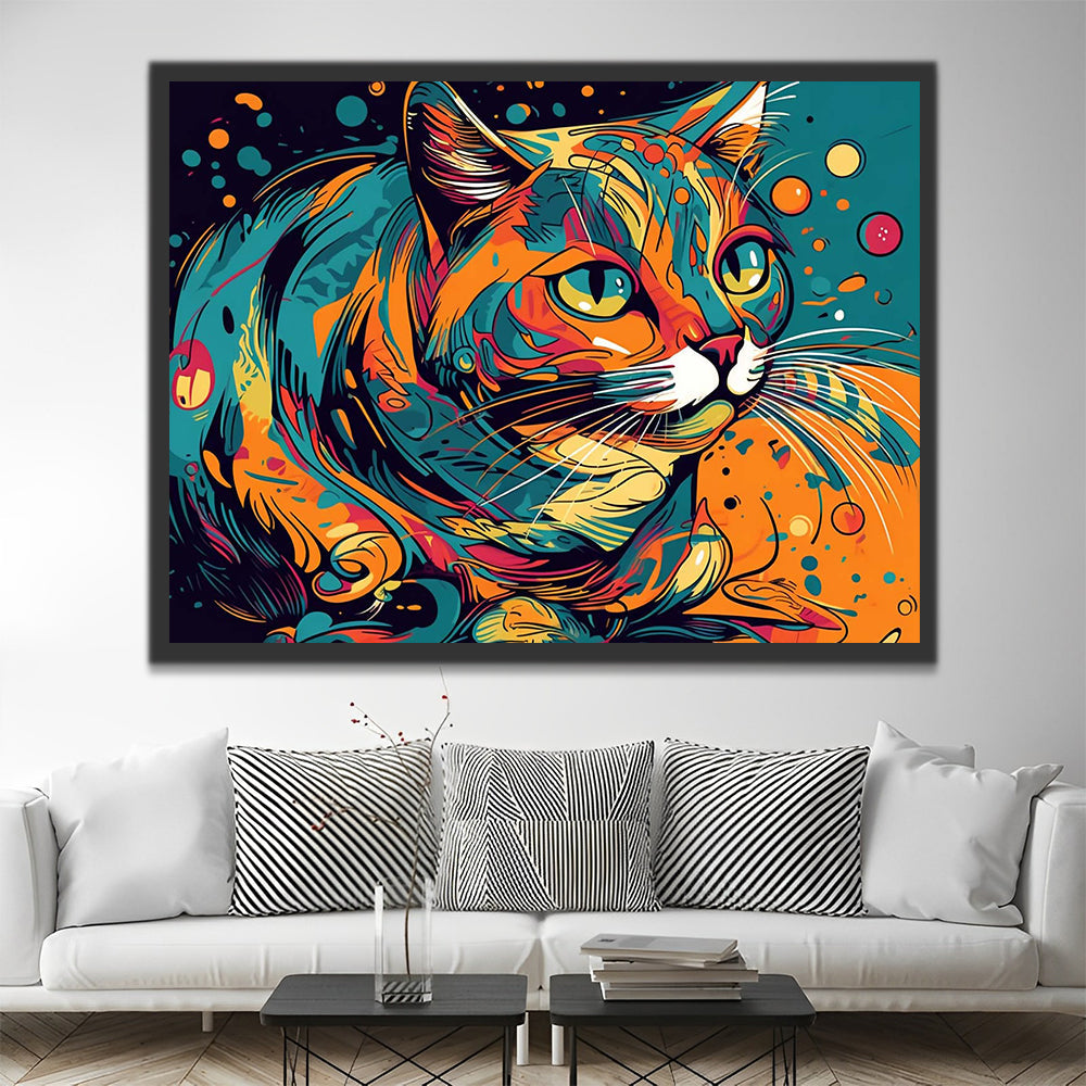 Colorful Cat and Bubbles Paint by Numbers