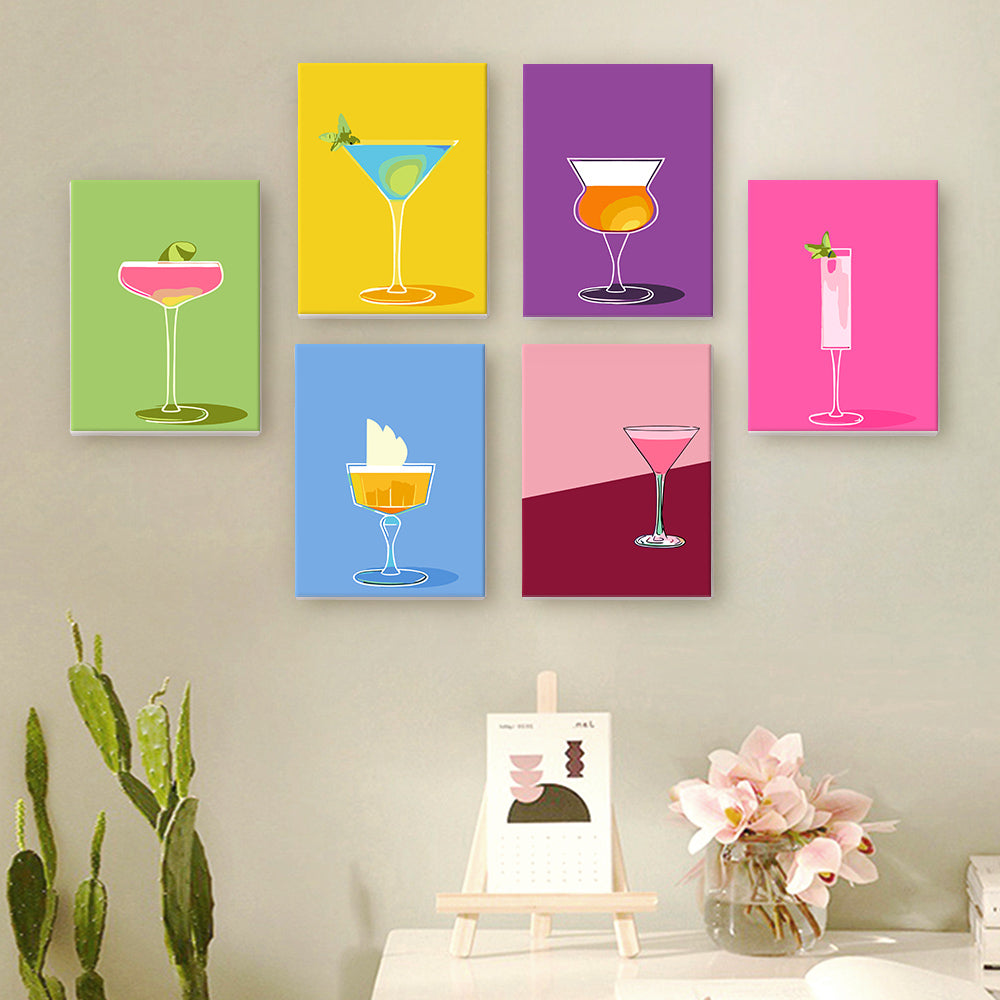 Colorful Cocktails 6 Pieces Mini Paint by Numbers