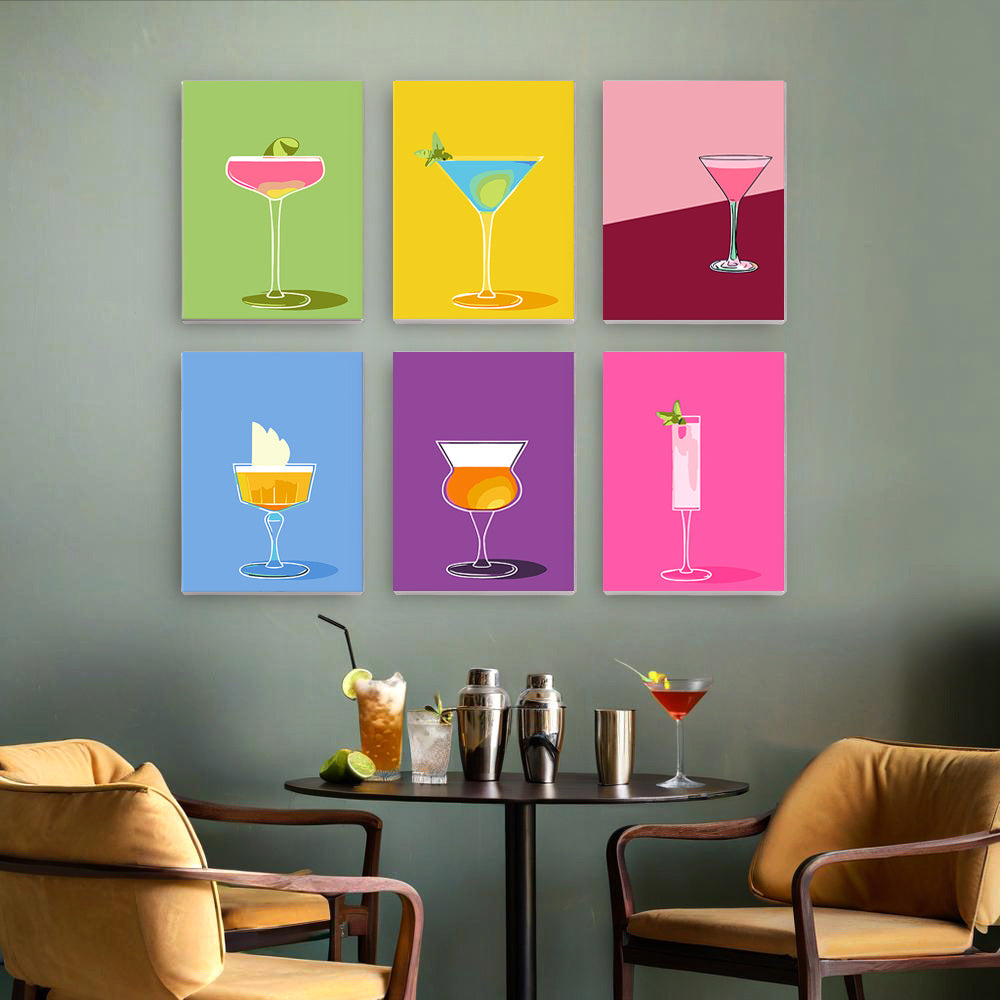 Colorful Cocktails 6 Pieces Mini Paint by Numbers
