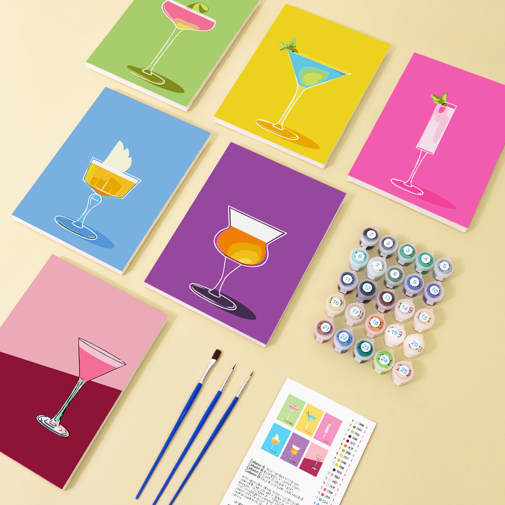 Colorful Cocktails 6 Pieces Mini Paint by Numbers