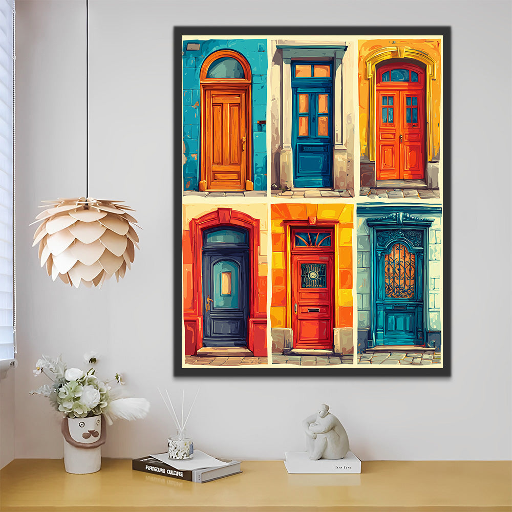 Colorful European Style Door Paint by Numbers