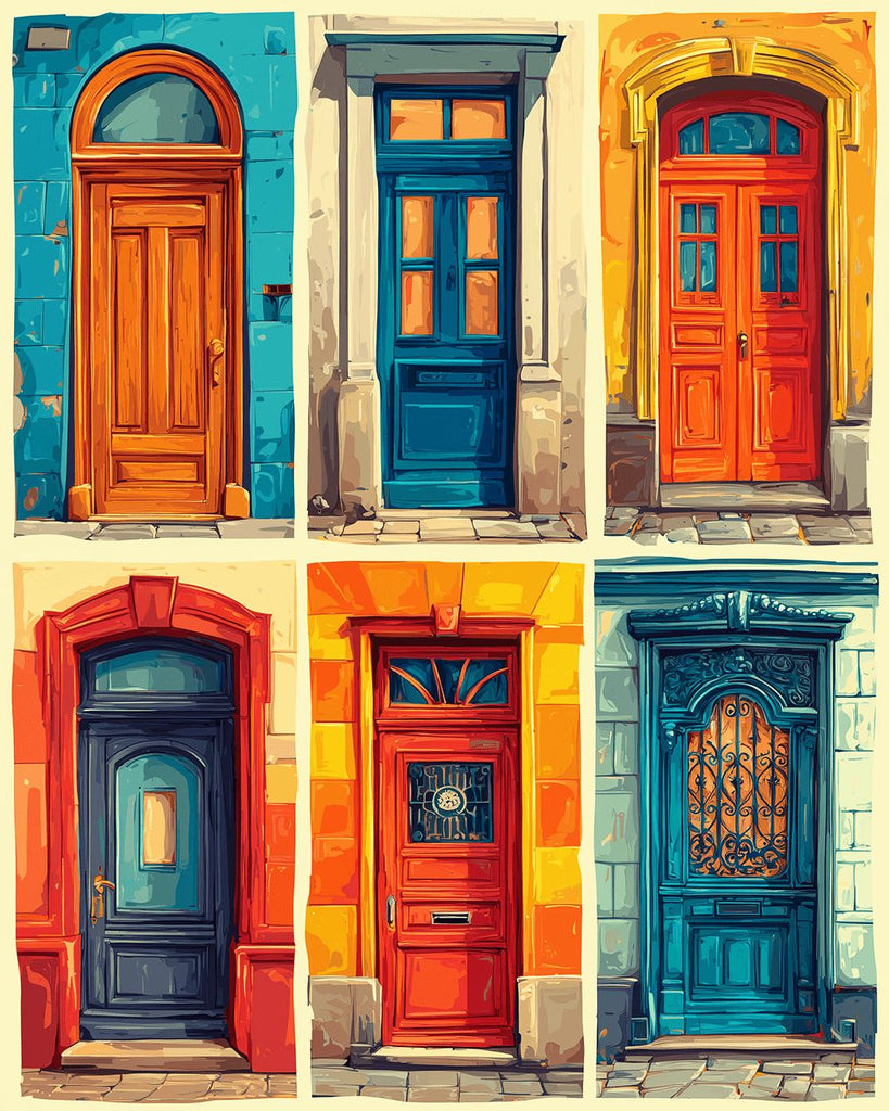 Colorful European Style Door Paint by Numbers