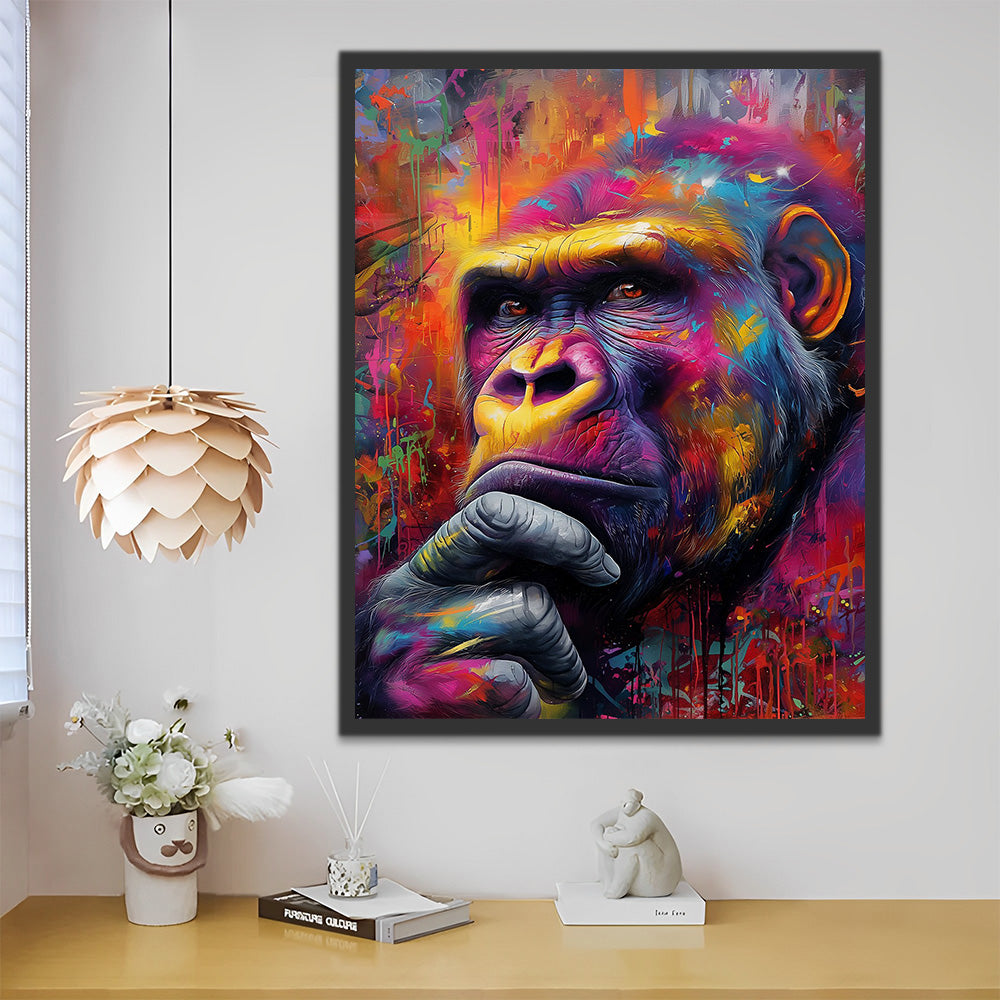 Colorful Graffiti Gorilla with a Thoughtful Expression Paint by Numbers