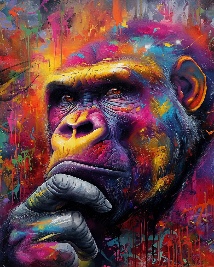 Colorful Graffiti Gorilla with a Thoughtful Expression Paint by Numbers