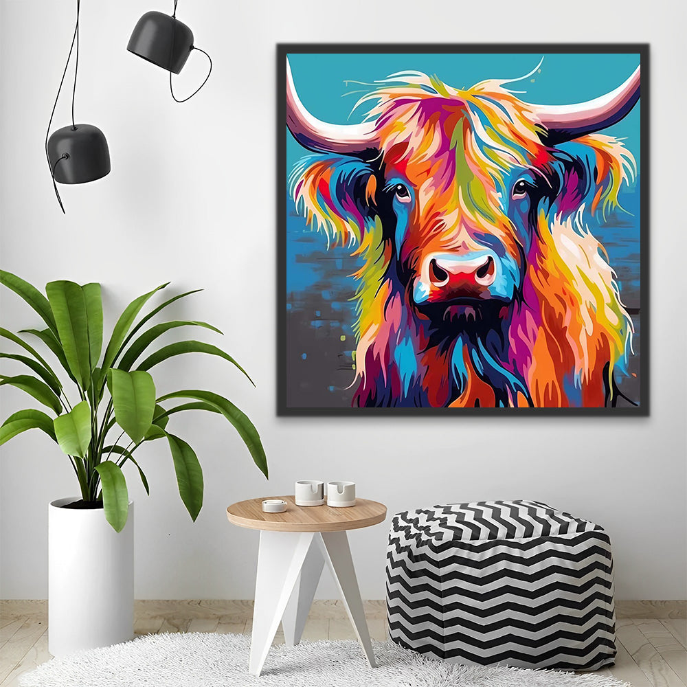Colorful Highland Cow Paint by Numbers