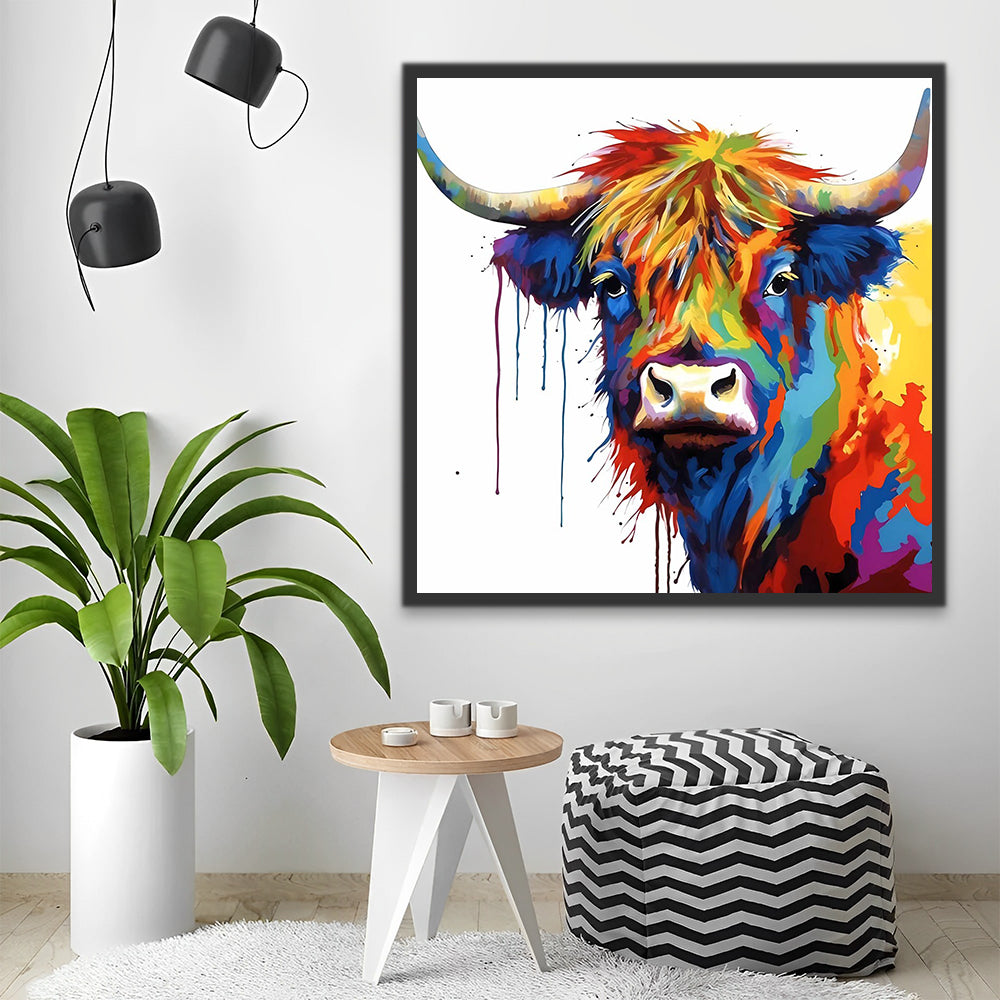 Colorful Highland Cow Paint by Numbers