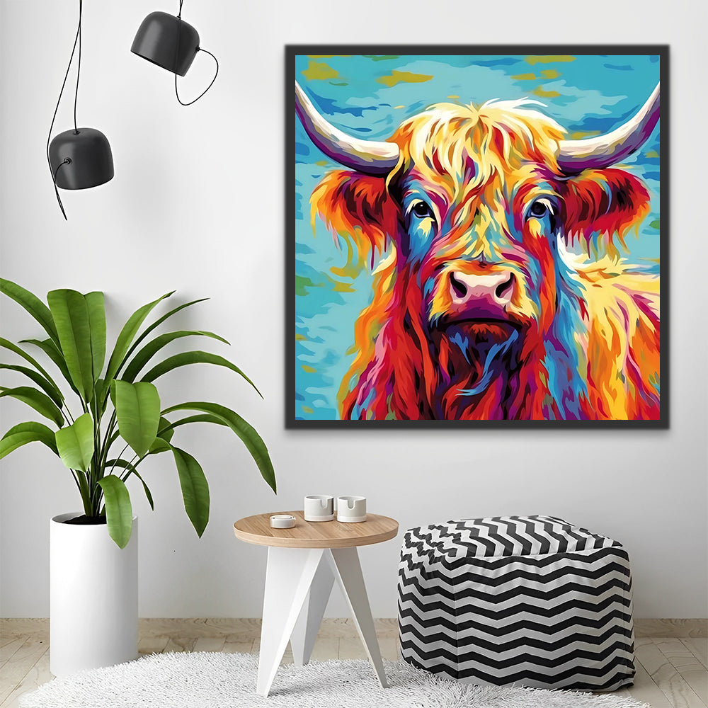 Colorful Highland Cow Paint by Numbers
