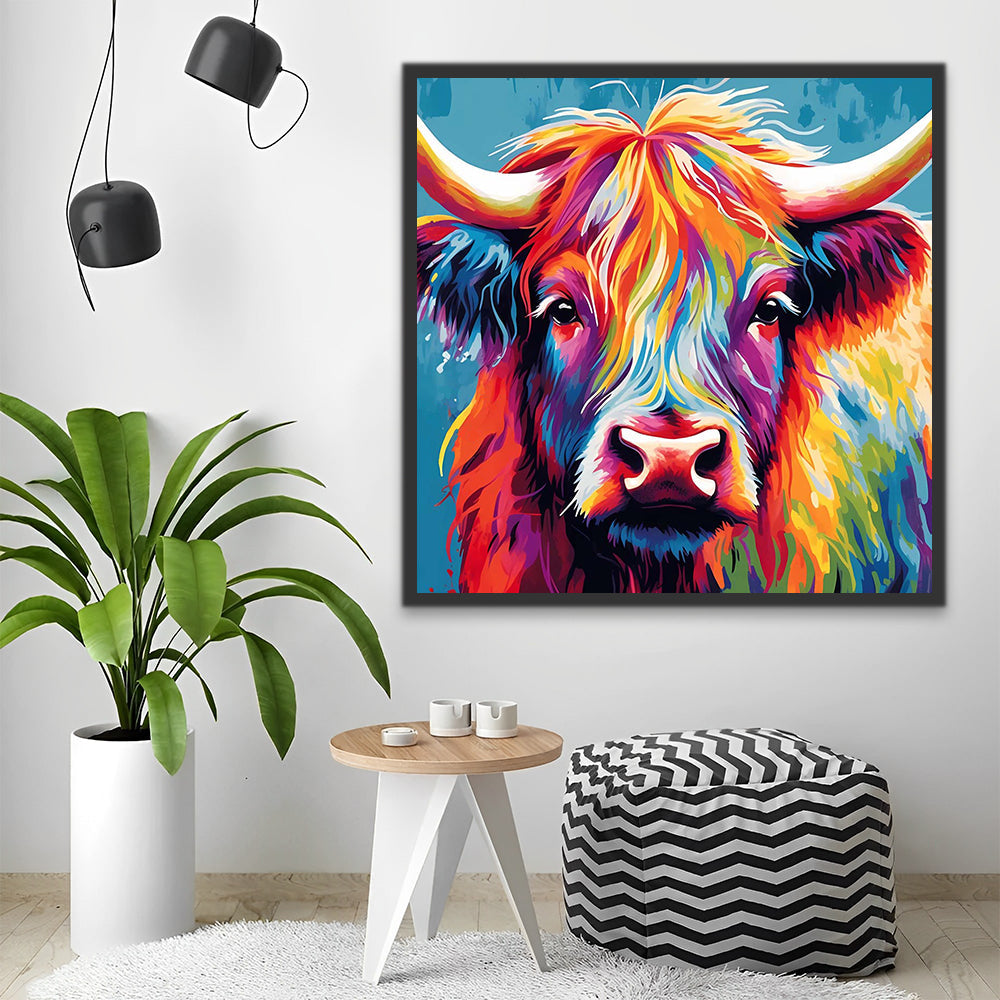 Colorful Highland Cow Paint by Numbers