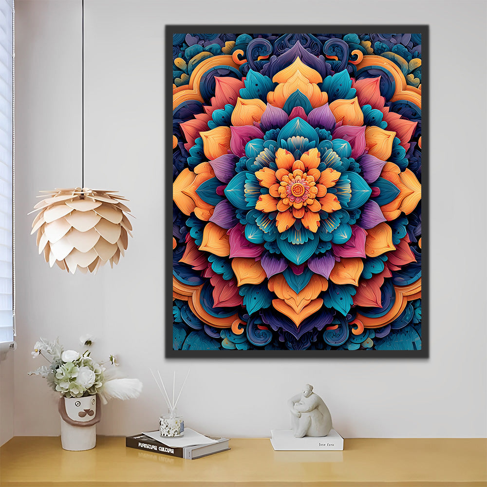 Colorful Intricate Colorful Mandala Paint by Numbers