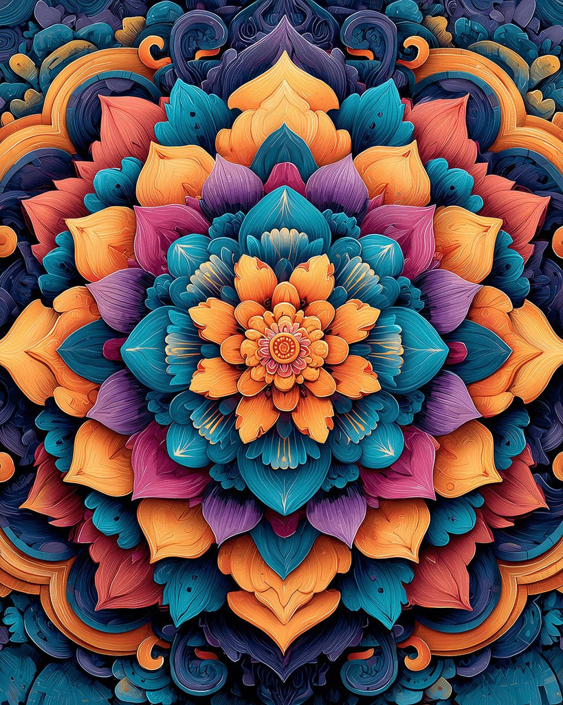 Colorful Intricate Colorful Mandala Paint by Numbers