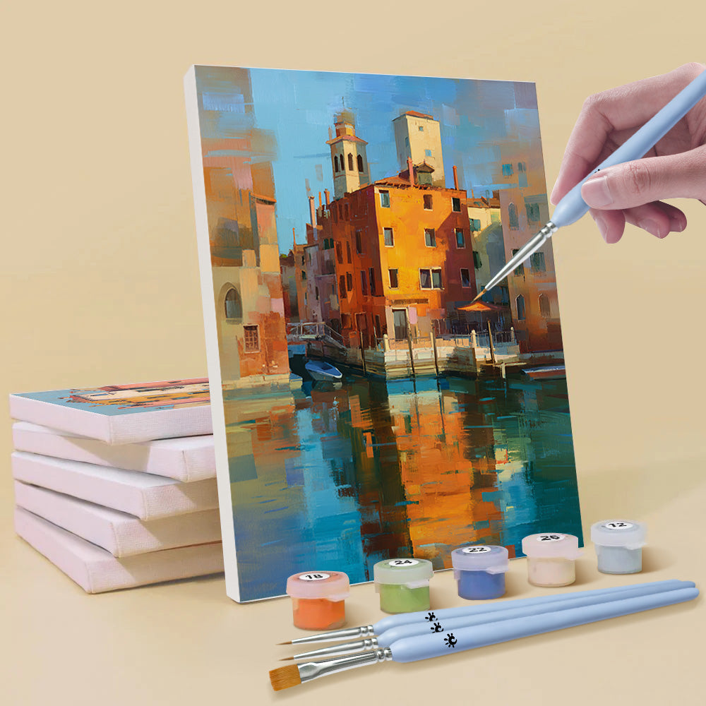 Colorful Residential Buildings 6 Pieces Mini Paint by Numbers