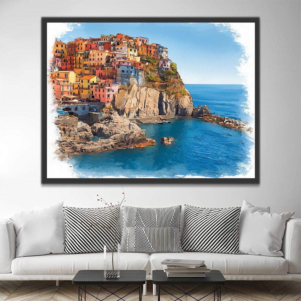 Colorful Seaside Town Paint by Numbers