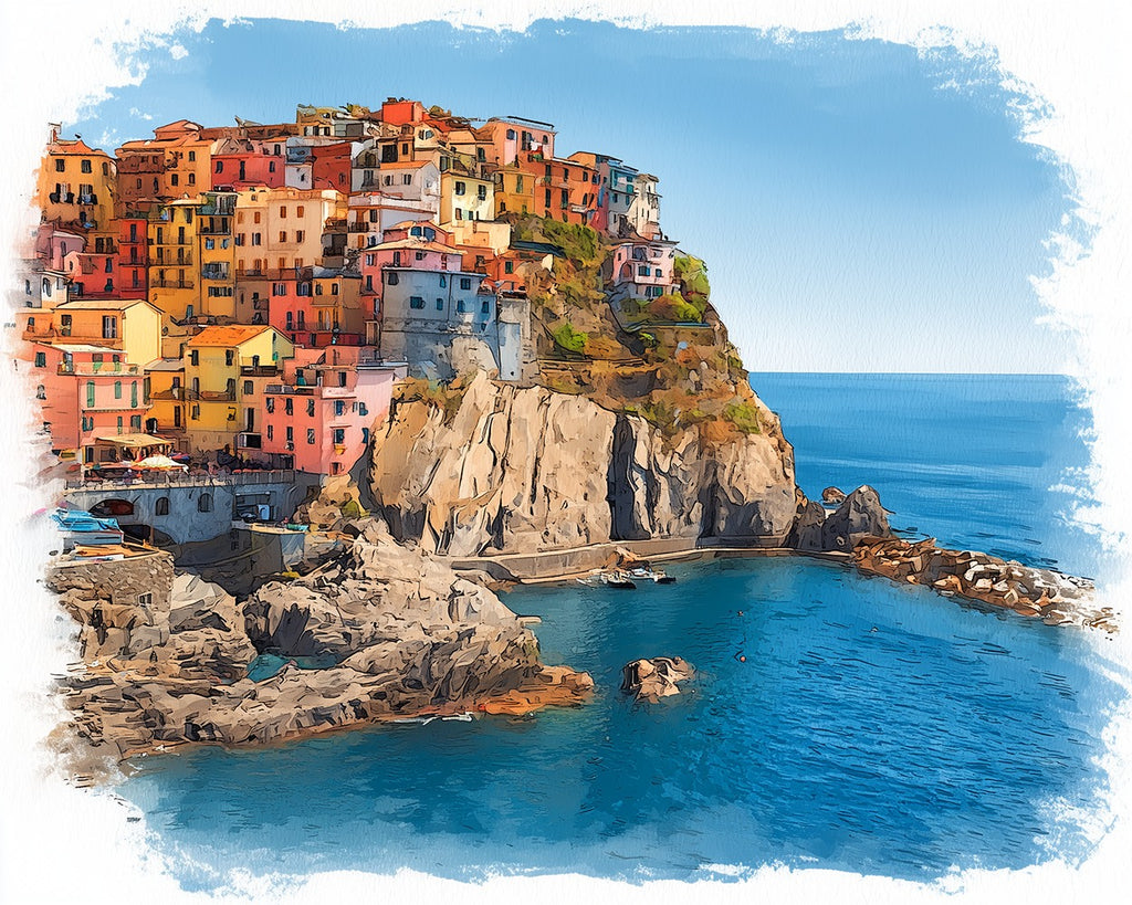 Colorful Seaside Town Paint by Numbers