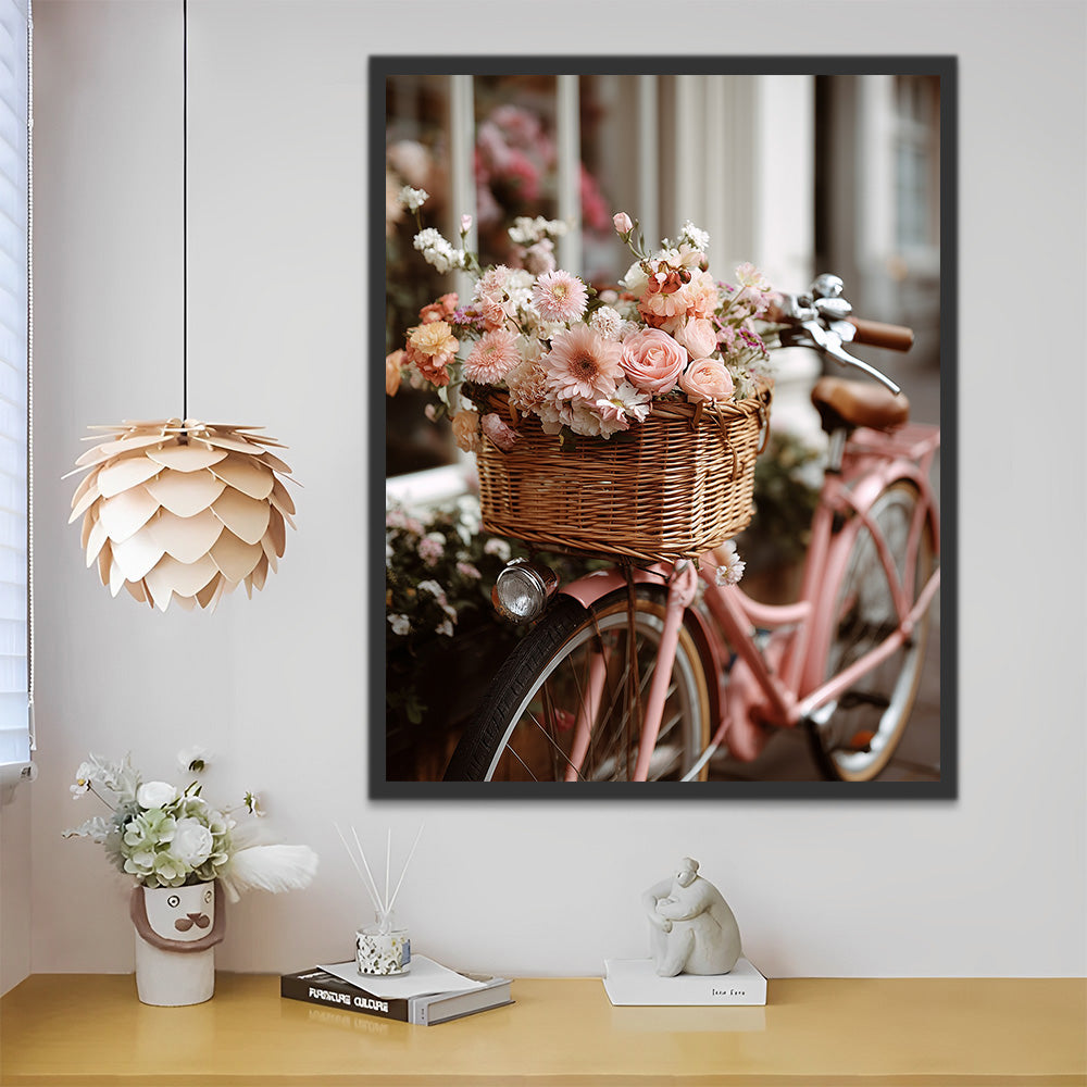 Daisies and Roses in the Bicycle Basket Paint by Numbers