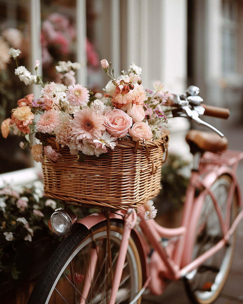 Daisies and Roses in the Bicycle Basket Paint by Numbers
