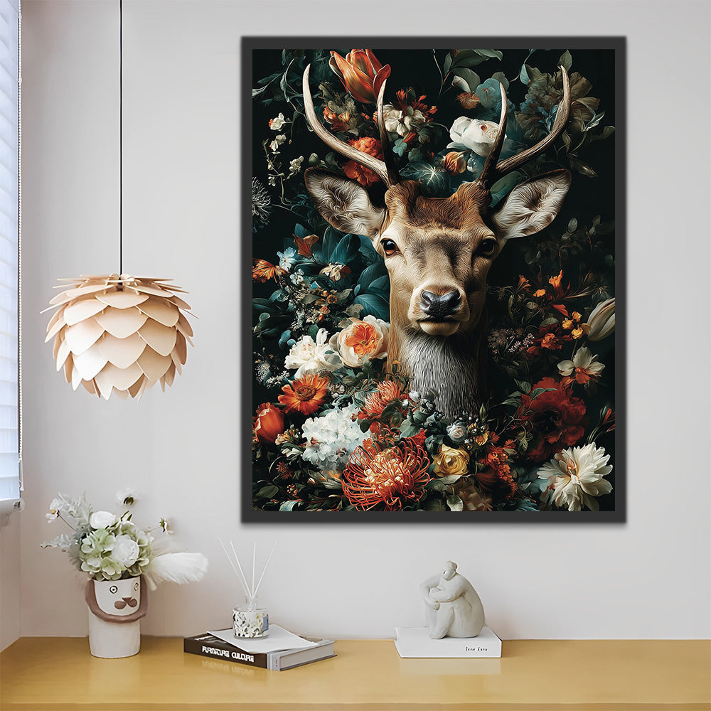 Deer among Flowers Paint by Numbers
