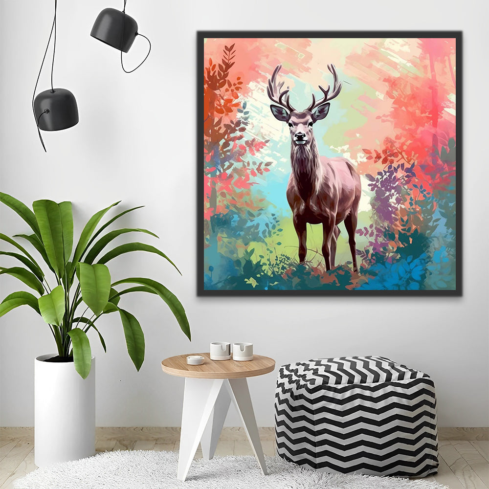 Deer on Colorful Background Paint by Numbers