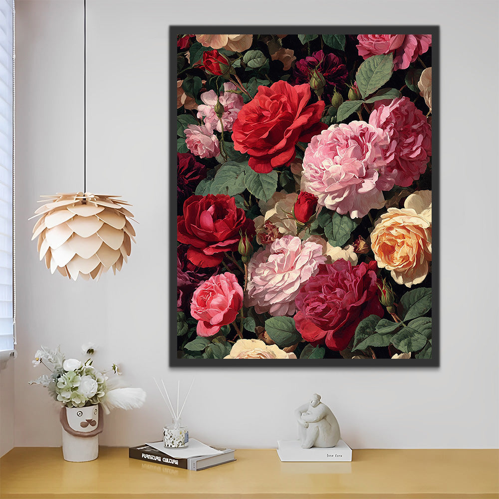 Dense Rose Bushes Paint by Numbers