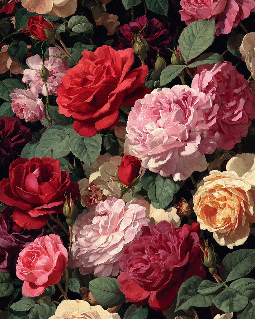 Dense Rose Bushes Paint by Numbers