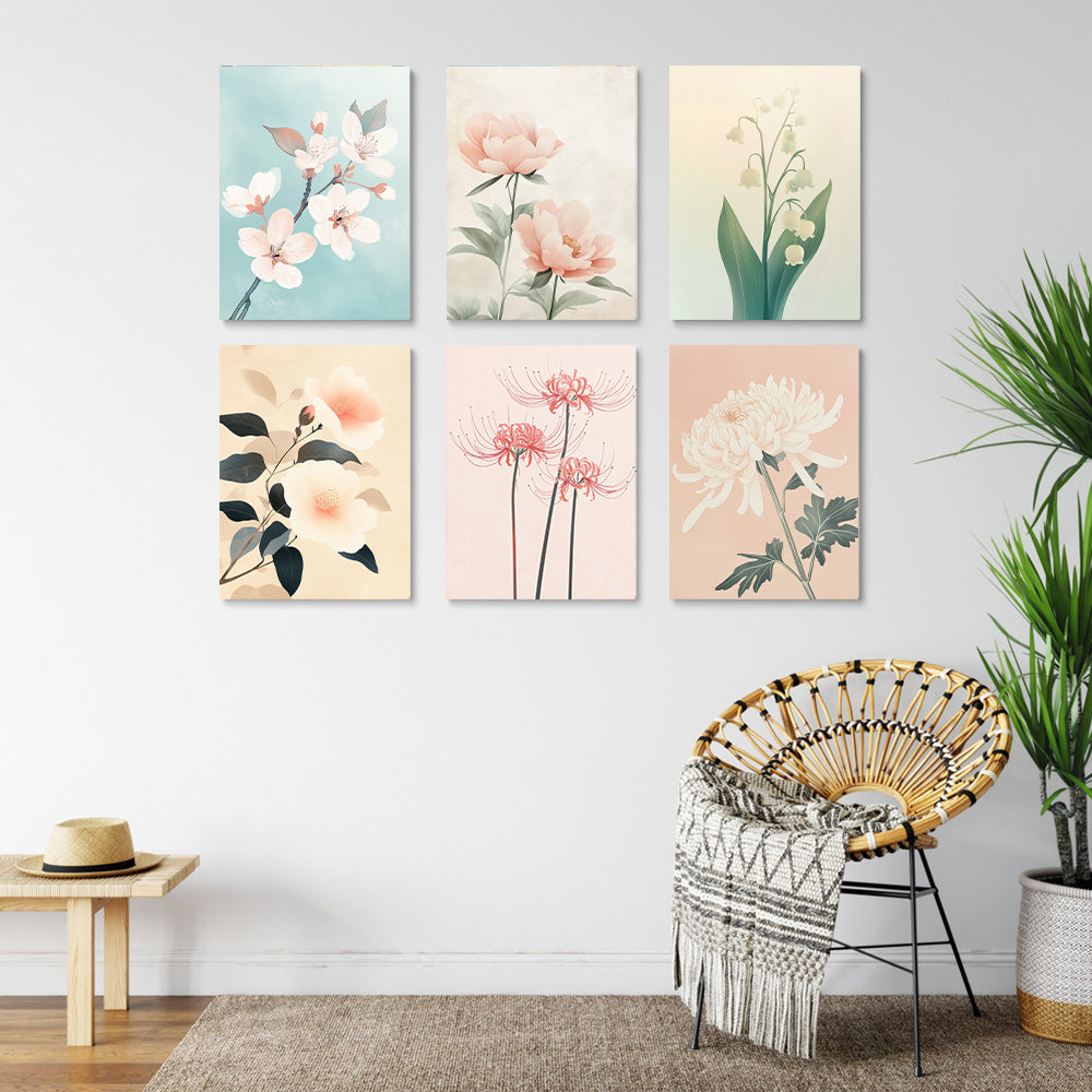 Different Varieties of Flowers 6 Pieces Mini Paint by Numbers