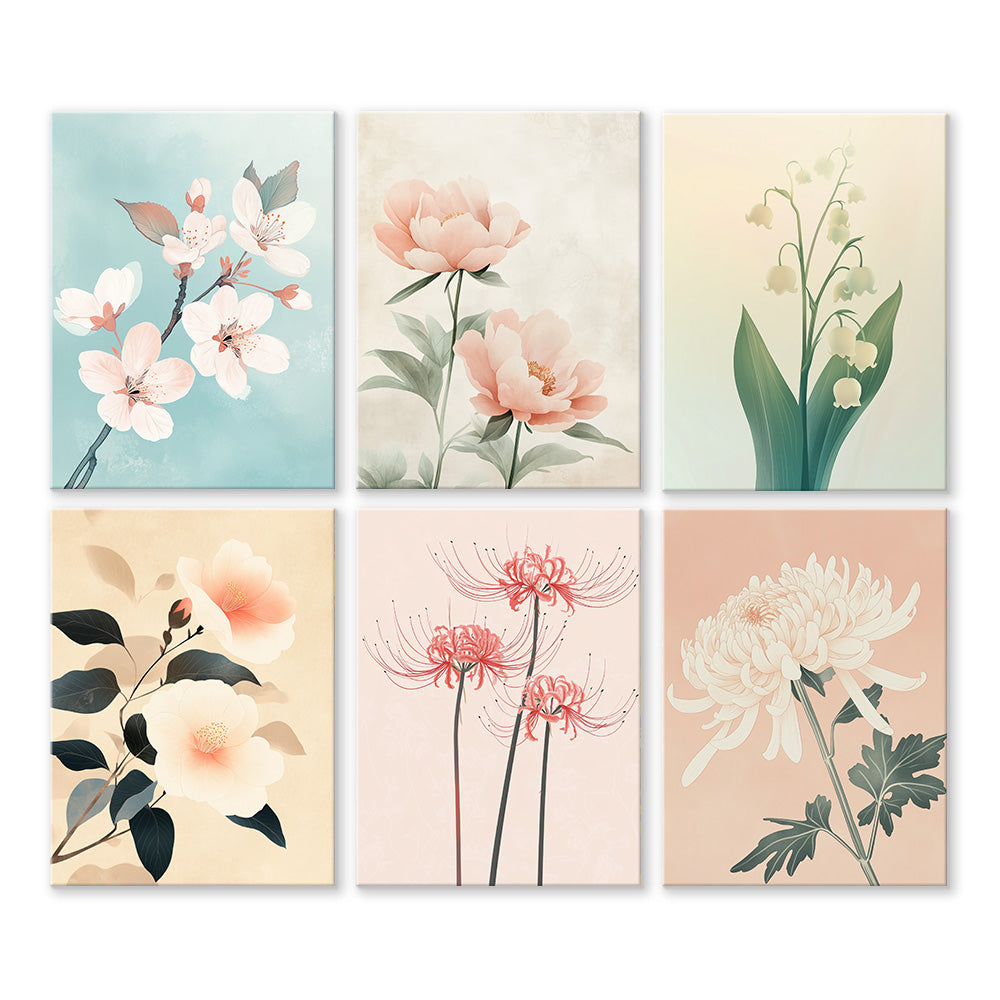 Different Varieties of Flowers 6 Pieces Mini Paint by Numbers