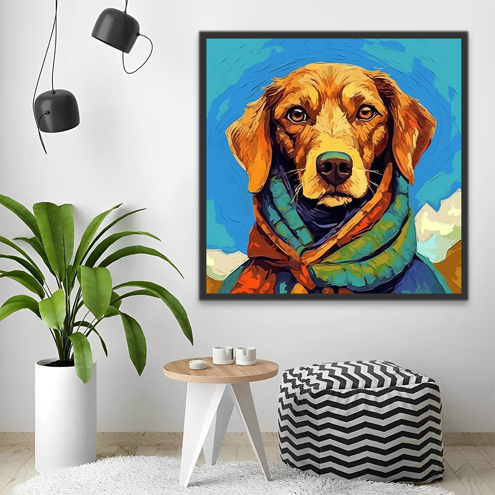 Dog with Scarf Paint by Numbers