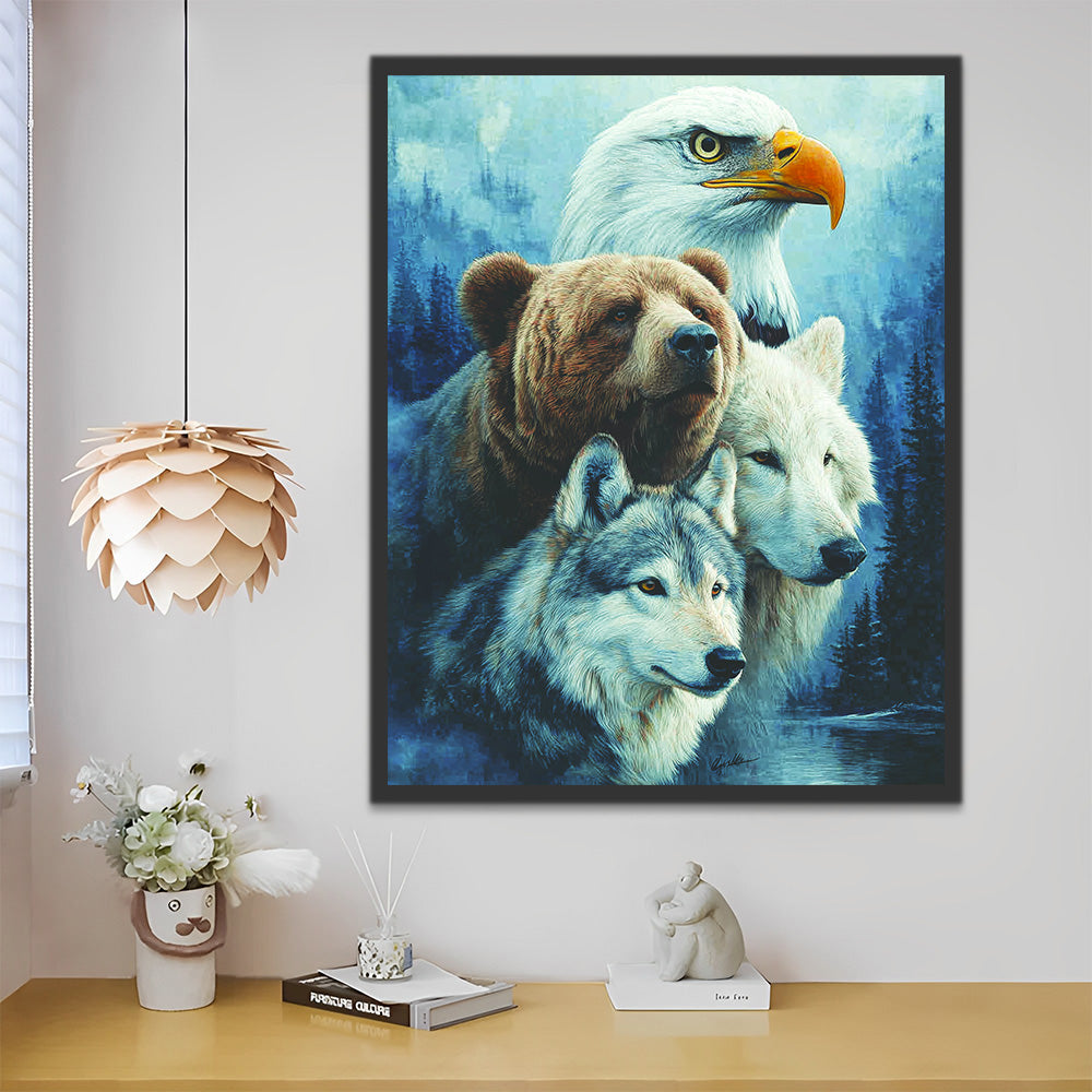 Eagle, Bear and Wolves Paint by Numbers