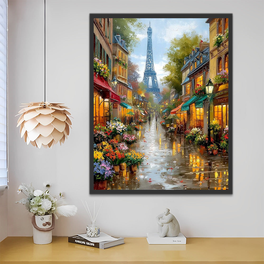 Eiffel Tower and Flower Shop Paint by Numbers