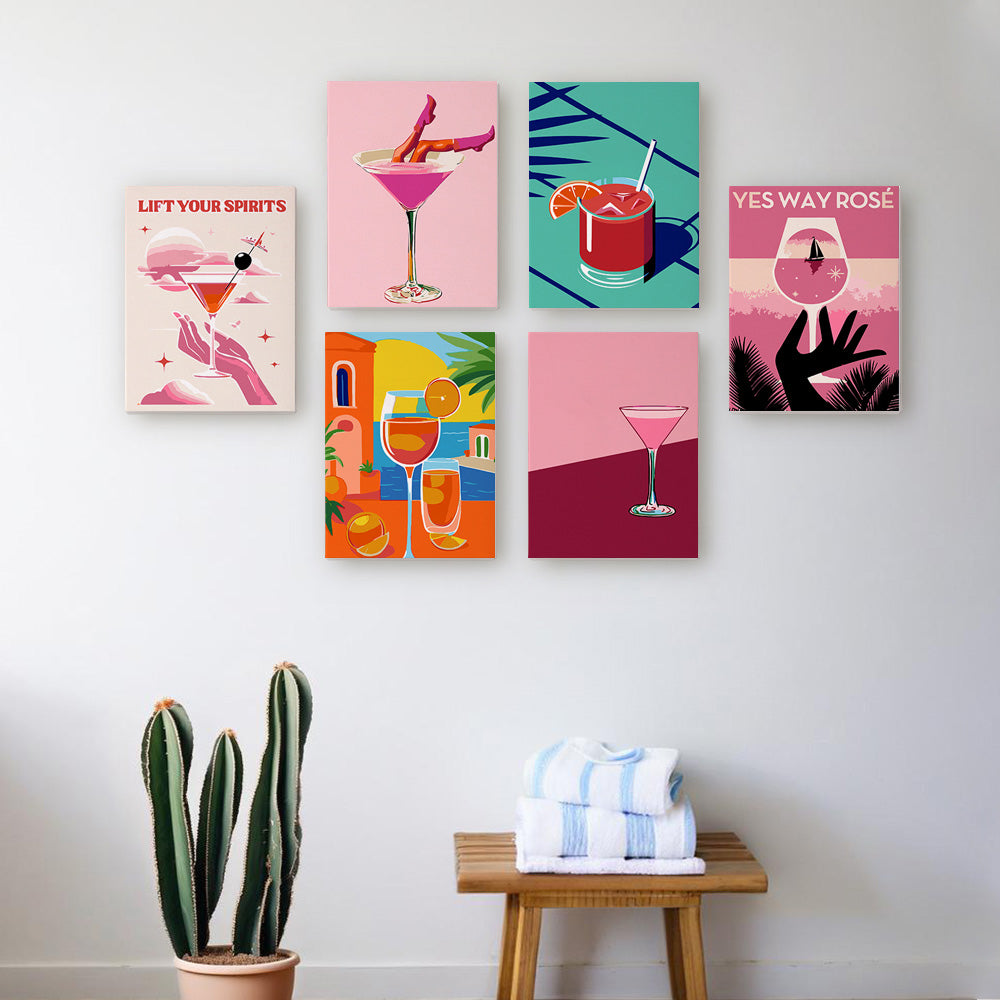 Elegant Cocktail 6 Pieces Mini Paint by Numbers