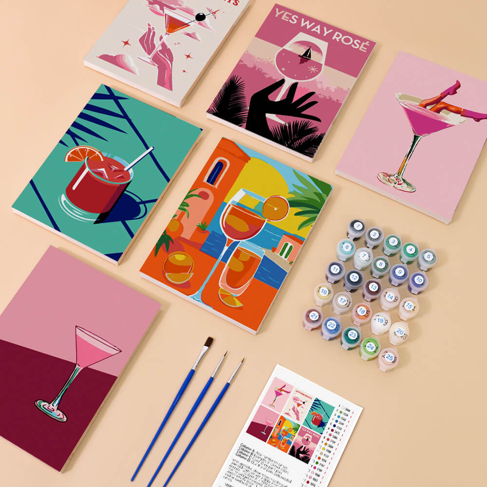 Elegant Cocktail 6 Pieces Mini Paint by Numbers