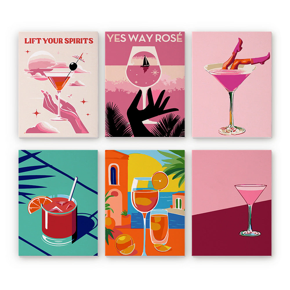 Elegant Cocktail 6 Pieces Mini Paint by Numbers