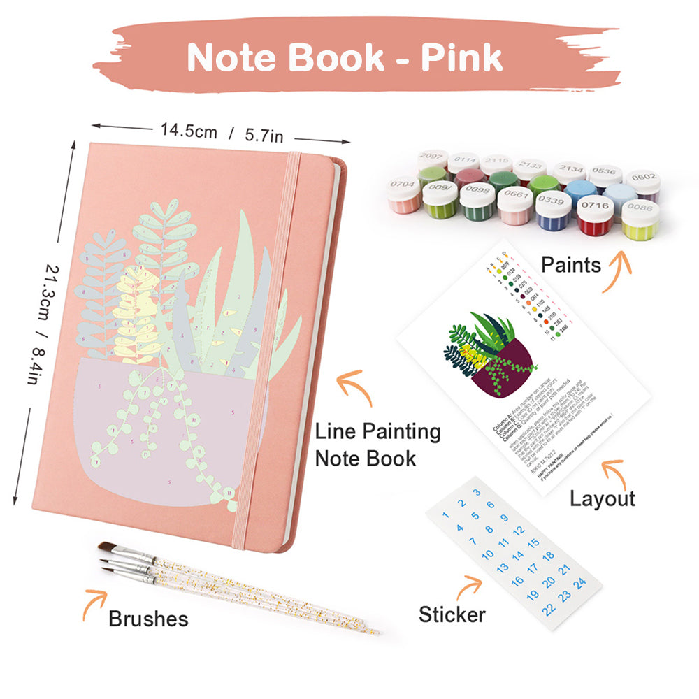 Emerald Green Potted Plants Notebook Paint by Numbers