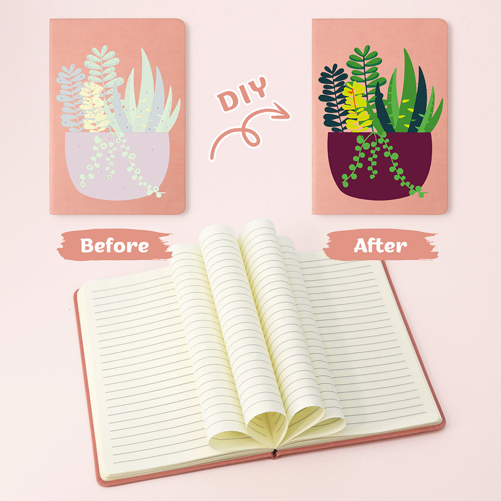 Emerald Green Potted Plants Notebook Paint by Numbers