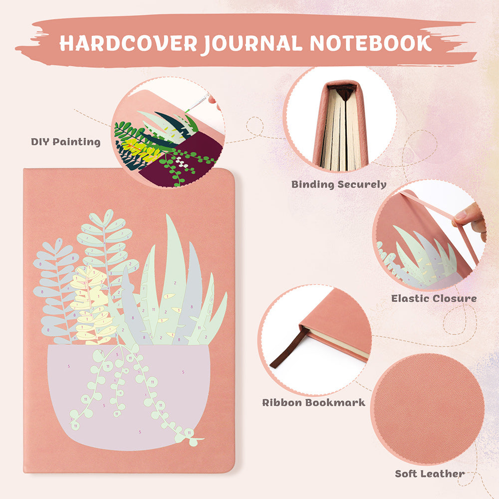 Emerald Green Potted Plants Notebook Paint by Numbers