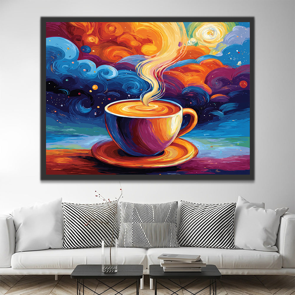 Fantastic Coffee Aroma and Colorful Clouds Paint by Numbers
