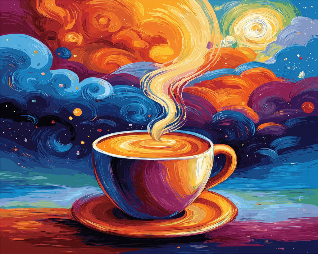 Fantastic Coffee Aroma and Colorful Clouds Paint by Numbers