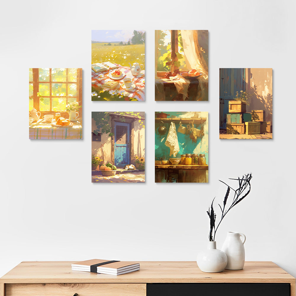 Farmhouse Rural Scenery 6 Pieces Mini Paint by Numbers