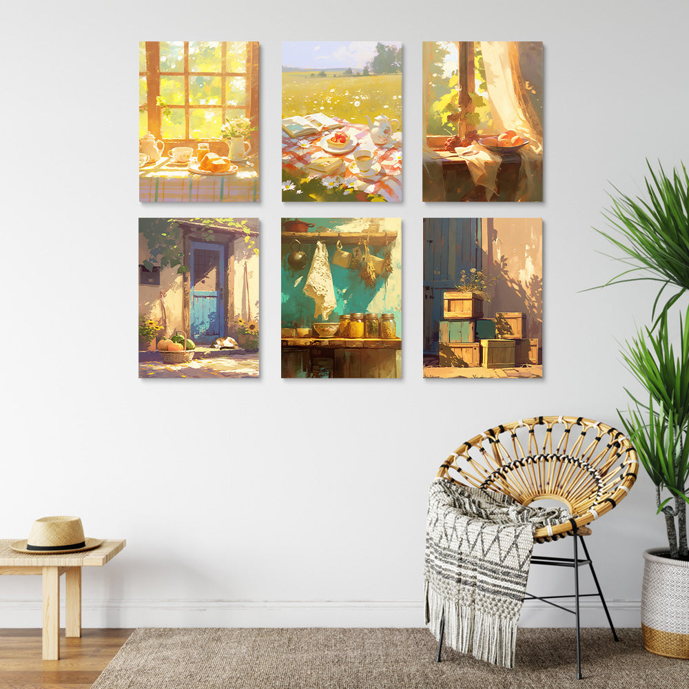 Farmhouse Rural Scenery 6 Pieces Mini Paint by Numbers
