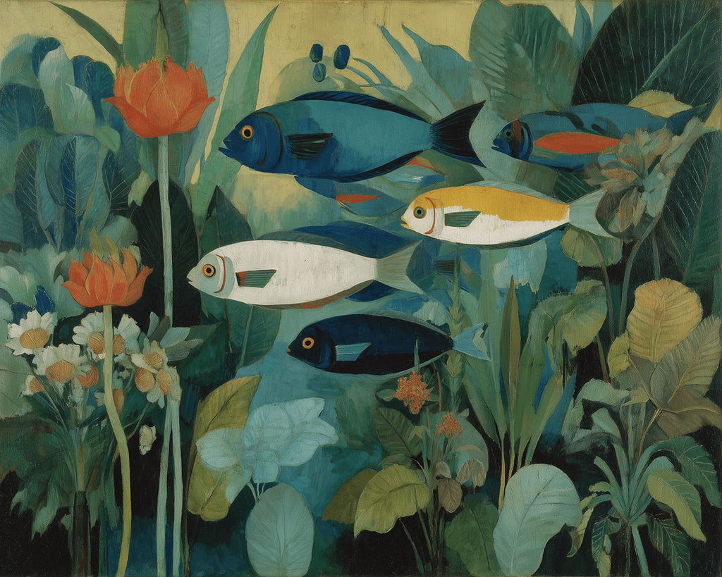 Fish among Green Leaves Paint by Numbers